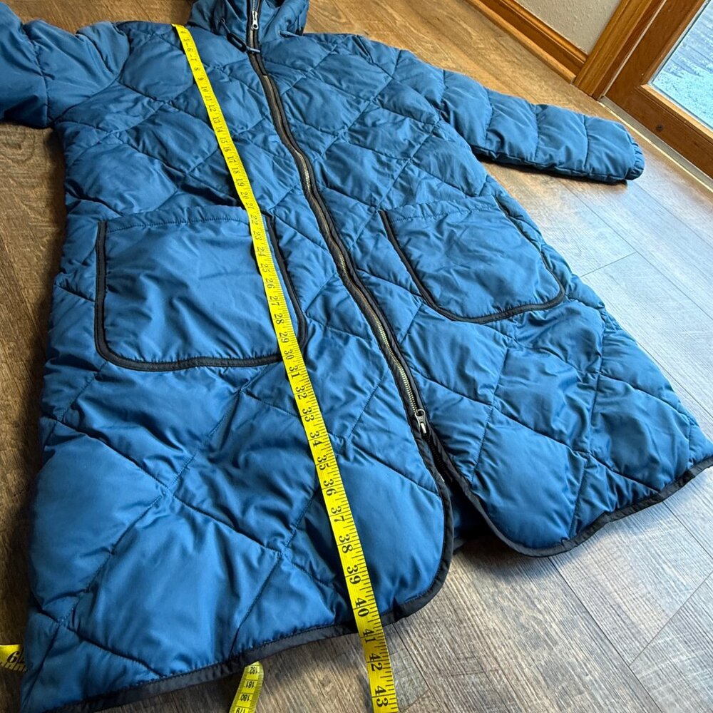 Lands' End Puffer Jacket Sz 1X FeatherFree Primaloft Quilted Maxi Hooded Women's - Picture 8 of 12